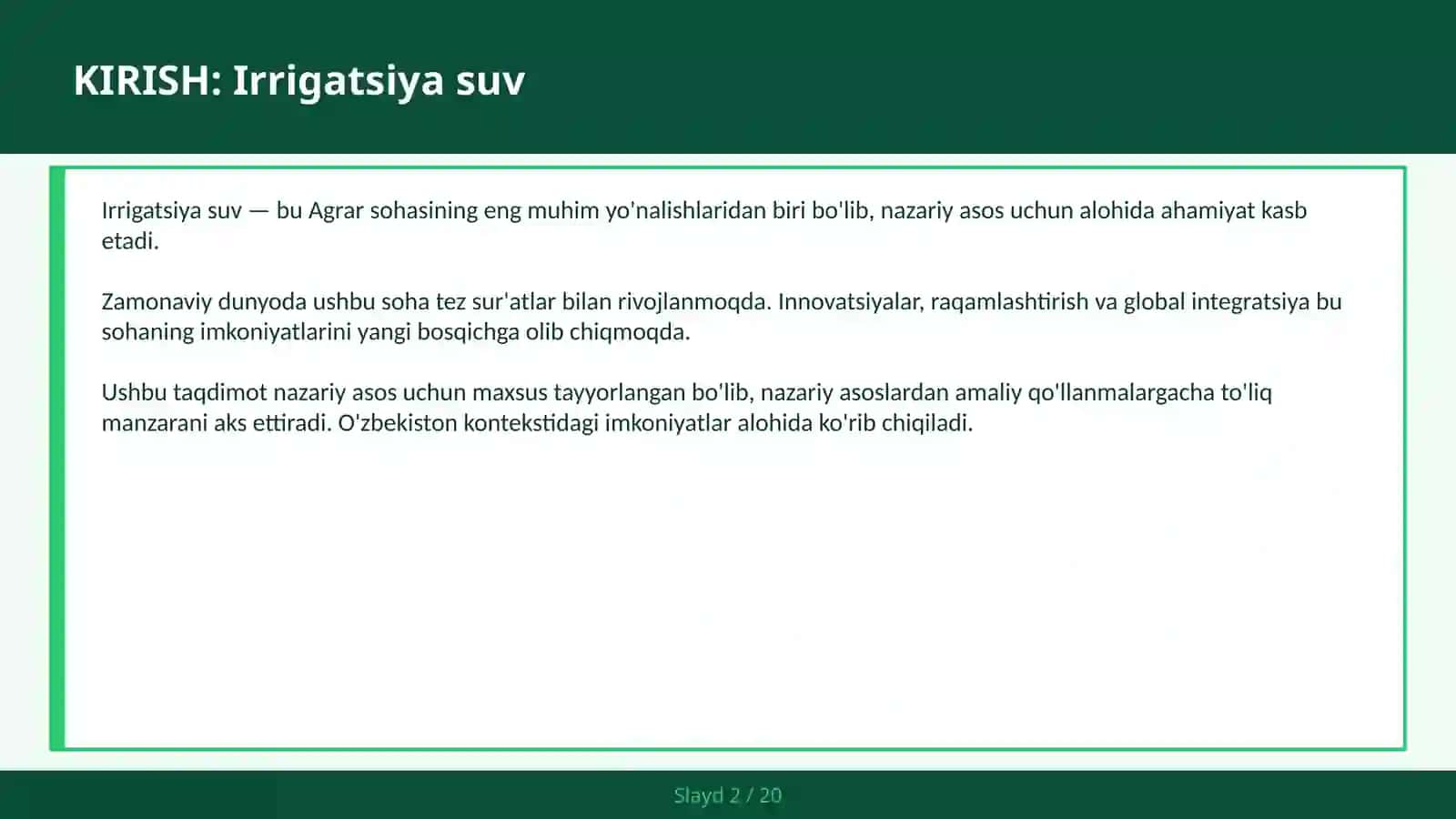 Irrigatsiya suv 2