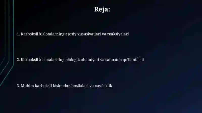 Karbon kislotalarning tutgan oʻrni va ahamiyati 2
