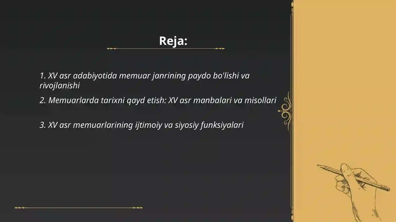 XV asr adabiyotida memuar janrlarning o'rni 2