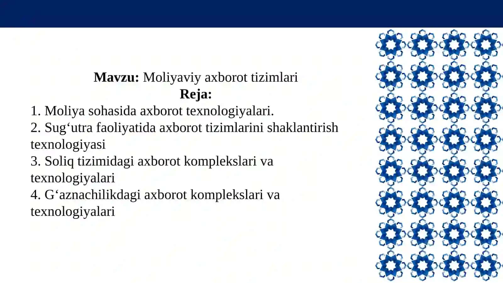 Moliyaviy axborot tizimlari 2