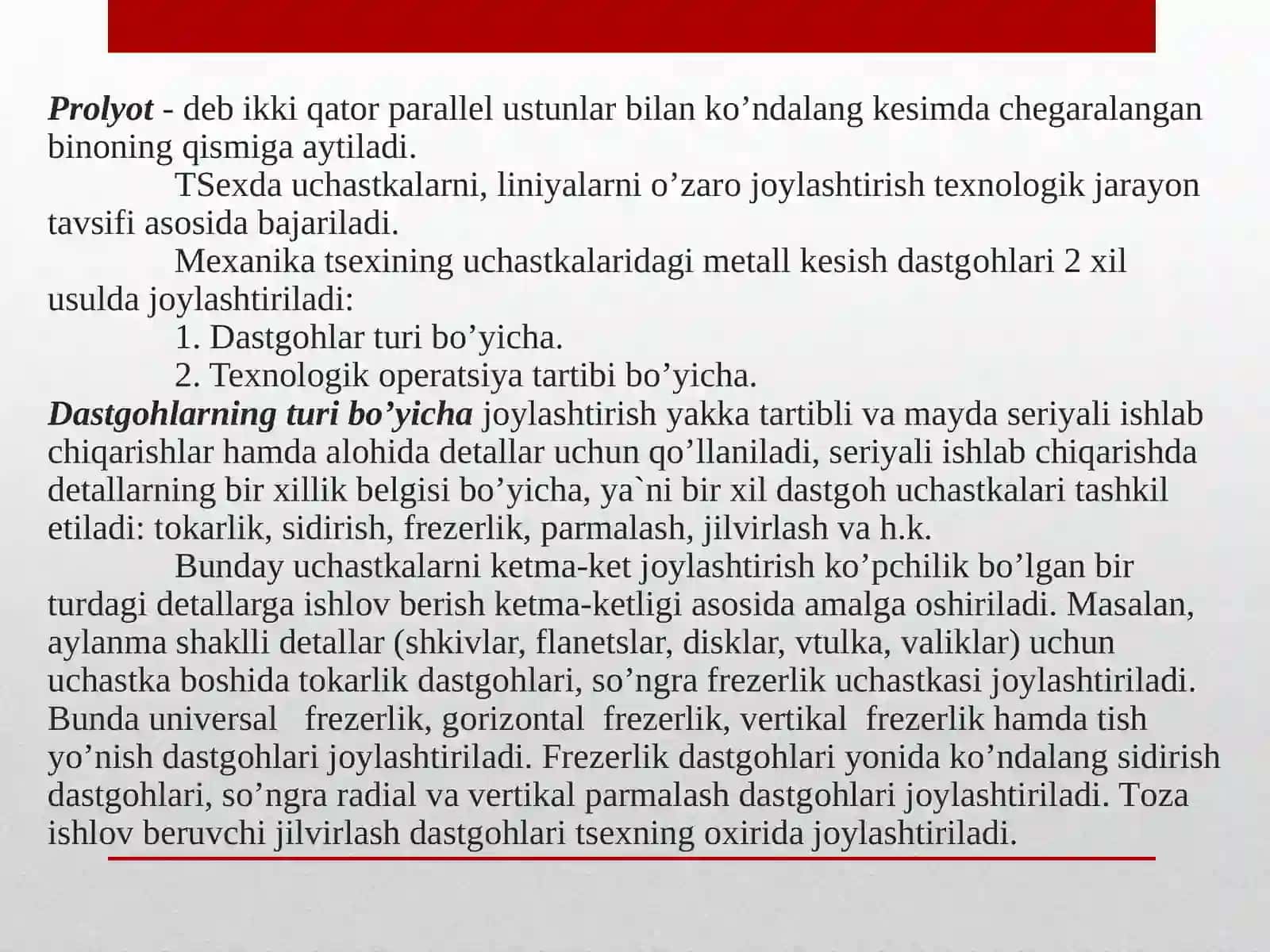 Sex uchastka va bo’limlarni rejalashtirish 2