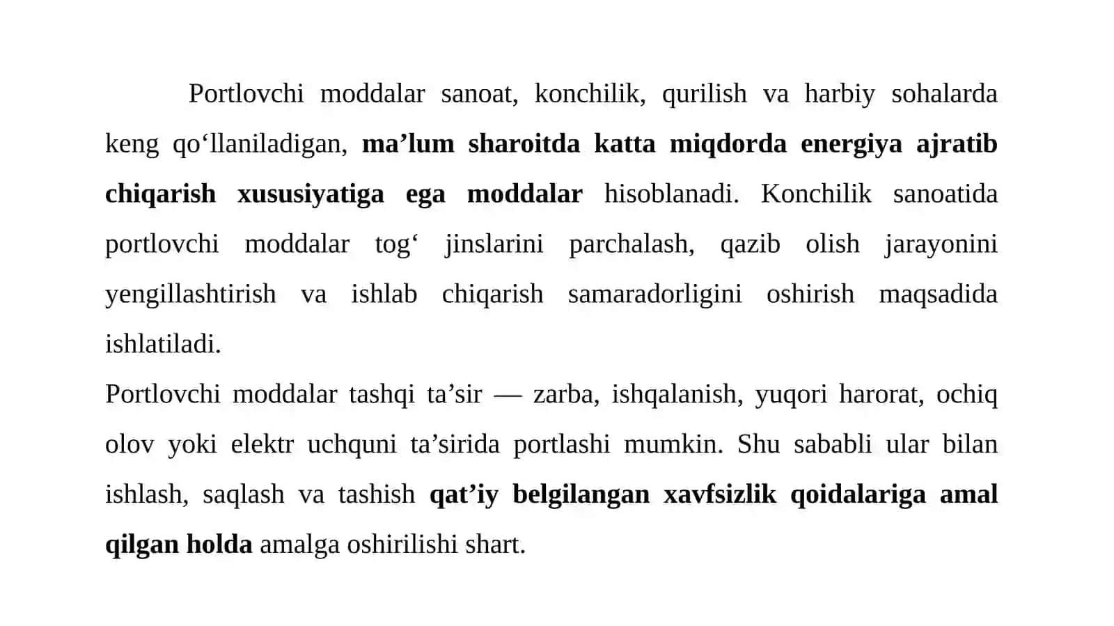 Portlovchi moddalarni saqlash va tashish 2