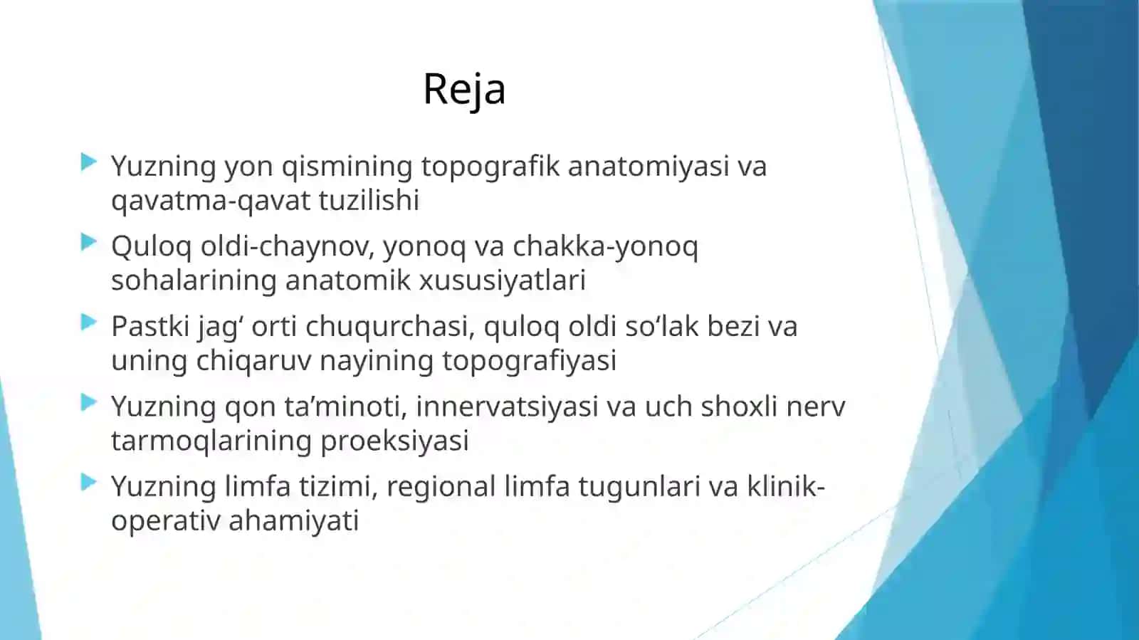 Yuzning yon qismining topografika anatomiyasi va operativ xirurgiyasi 2