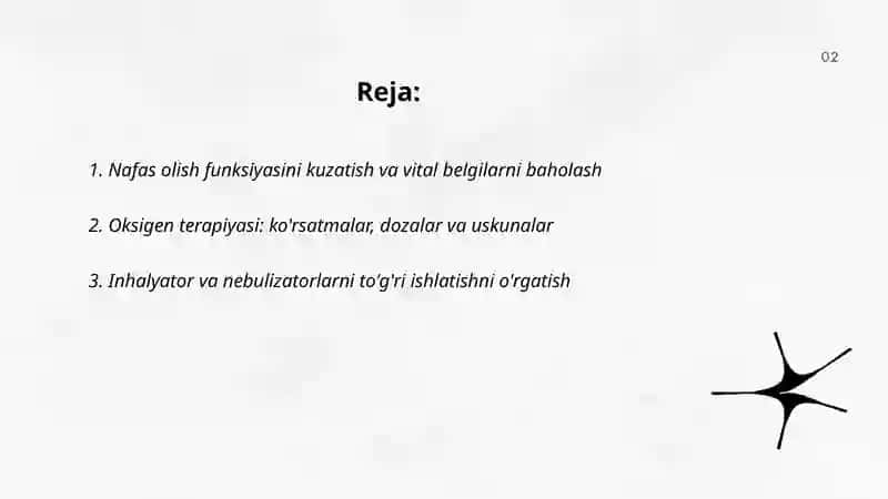 Nafas tizimi kasaliklari bilan kasalangan bemorlarni parvarishi va ularning nazorati 2