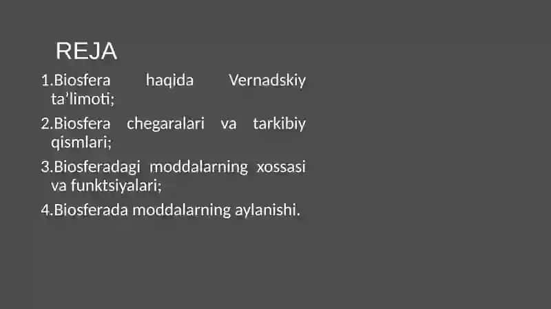 BIOSFERA HAQIDAGI TA’LIMOT 2