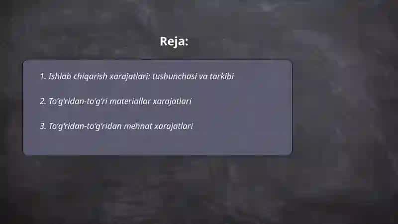 Ishlab chiqarish xarajatlari 2