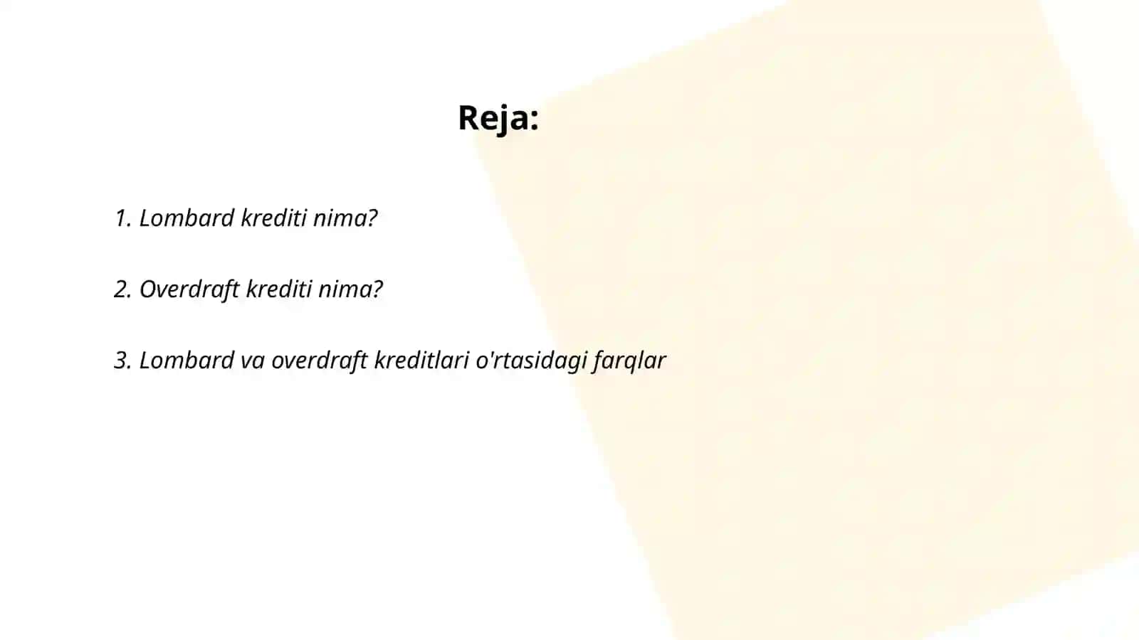 Lombard va overdraft kreditlari 2