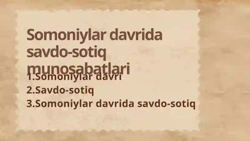 Somoniylar davrida savdo-sotiq munosabatlari 2