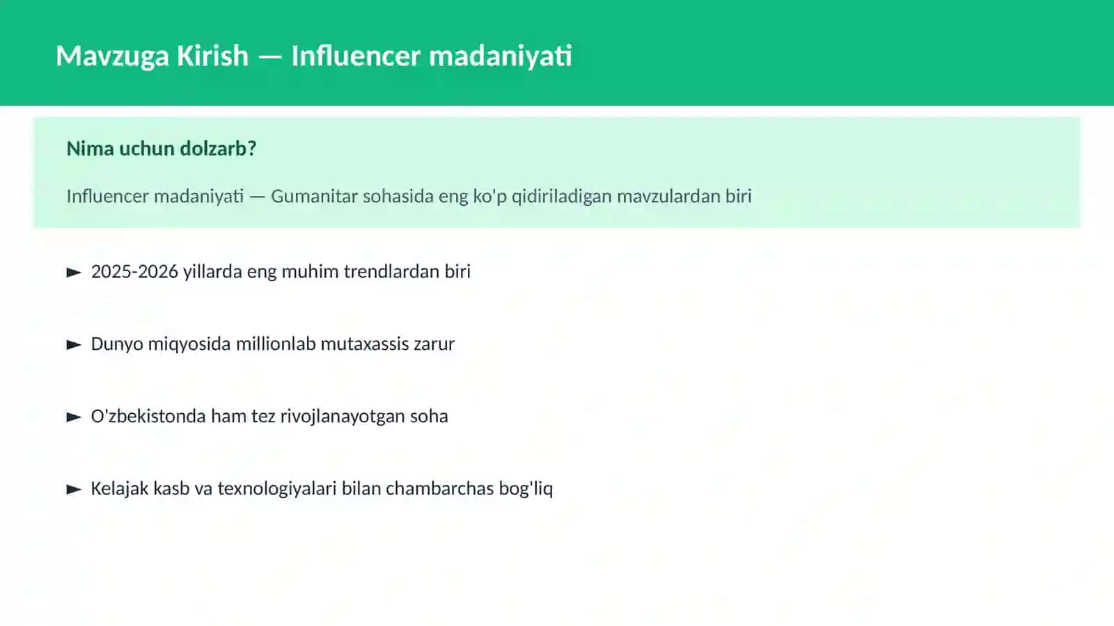 Influencer madaniyati 2