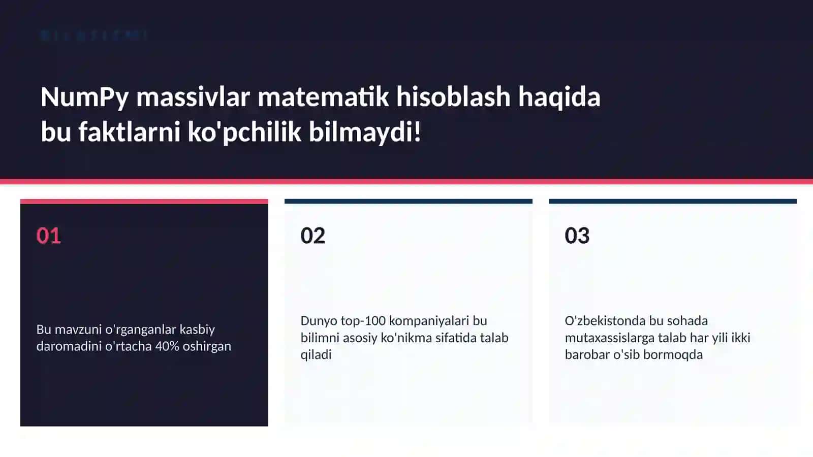 NUMPY MASSIVLAR MATEMATIK HISOBLASH 2