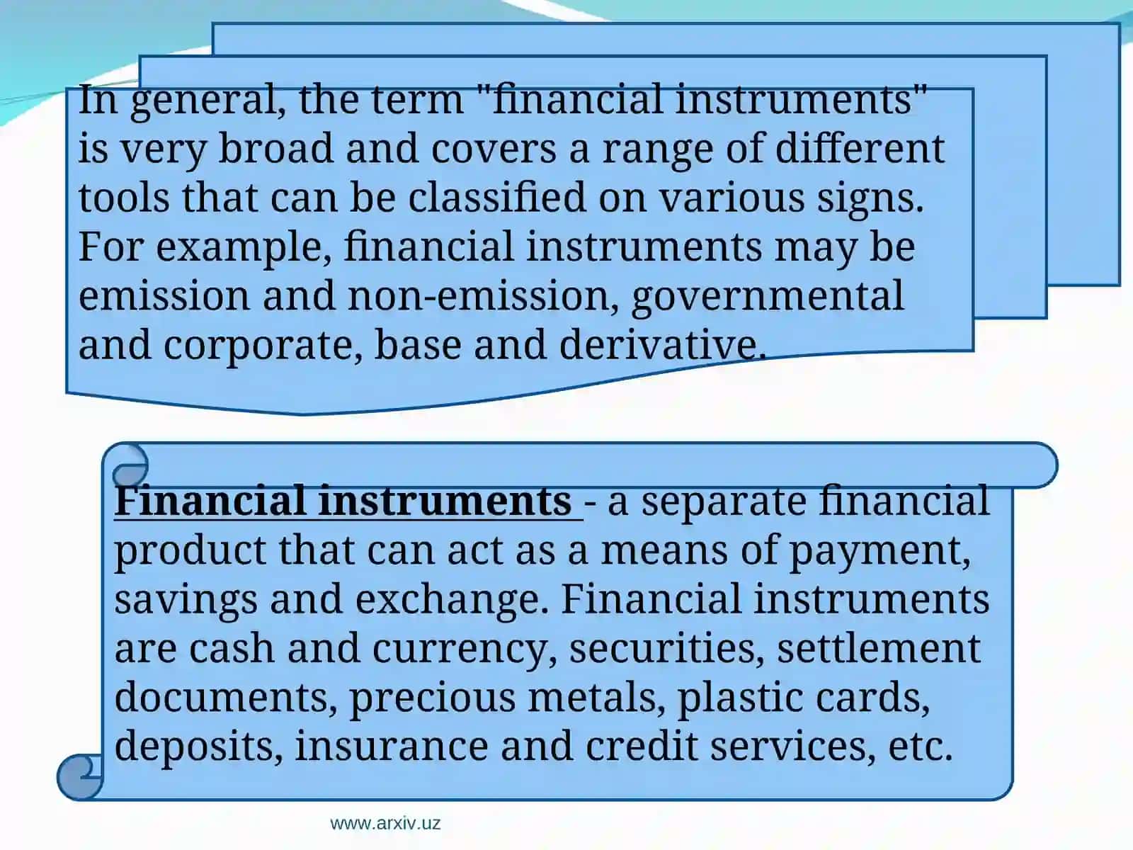 Financial instruments in financing investment activity 2