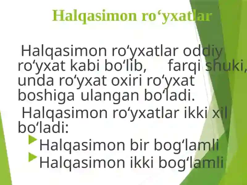 Xalqasimon ro‘yxatlar 2