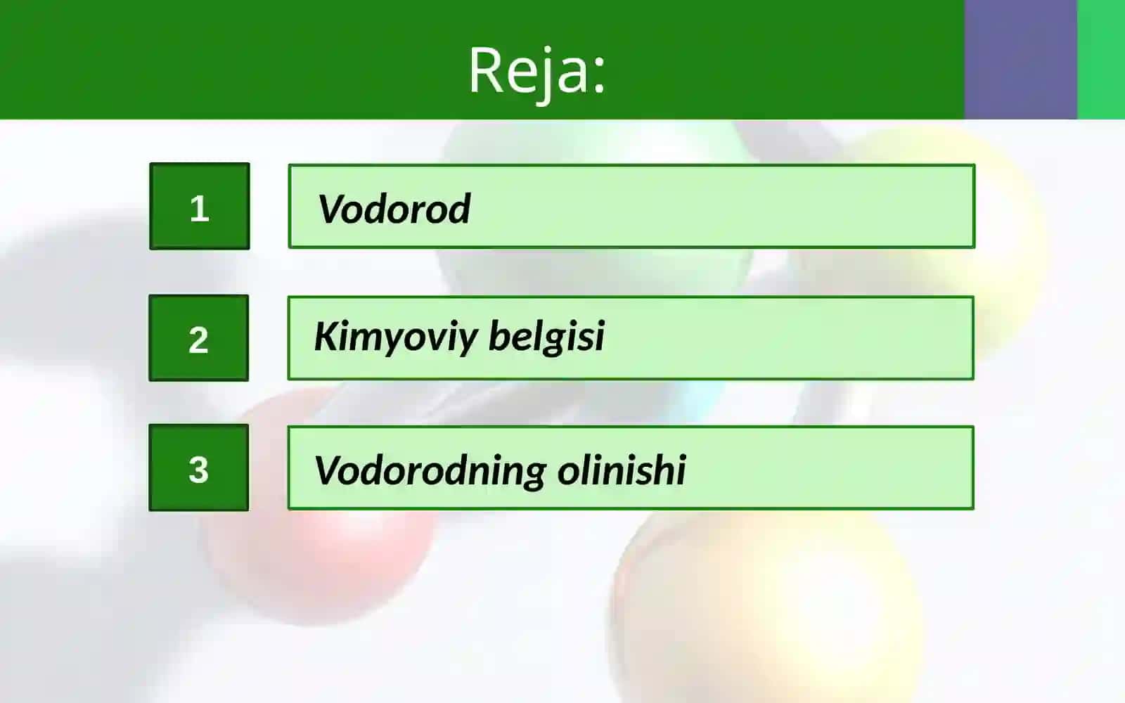 Vodorod. 7-sinf kimyo fanidan dars ishlanma 2