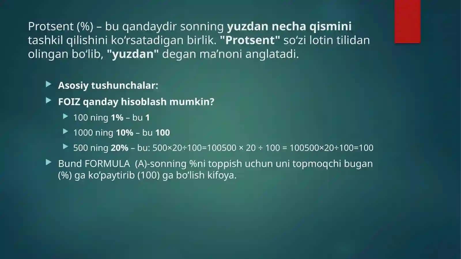 MATEMATIK FOIZLAR % 2