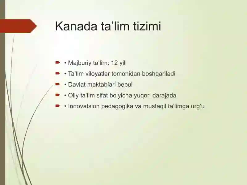 O‘zbekiston va Canada  ta’lim tizimi 2