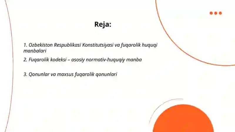 Ozbekiston Respublikasi fuqarolik huquqining manbalari 2