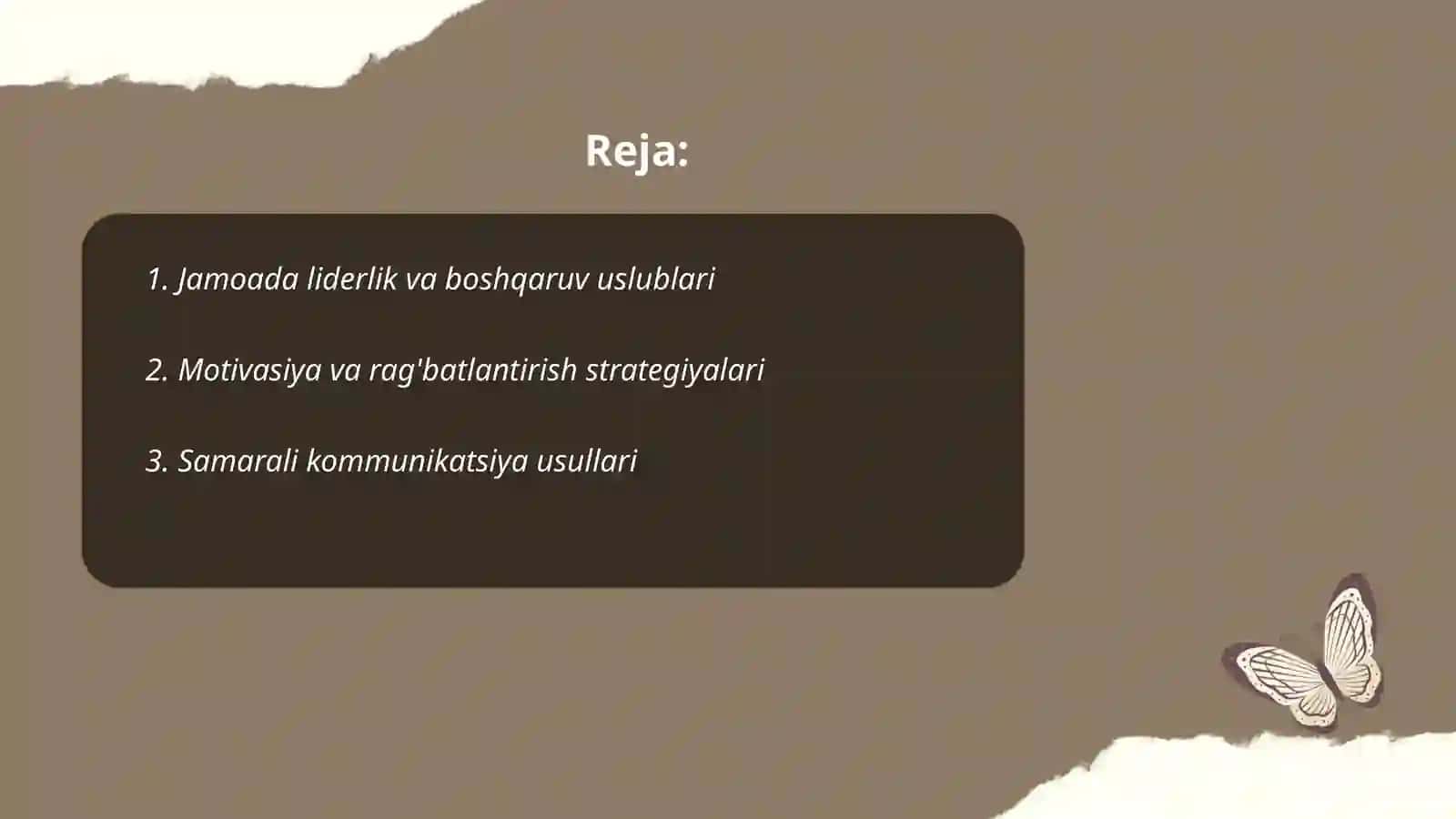 Jamoani shakllantirishning istiqbolli rejalari 2