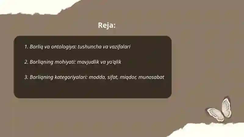 Borliq falsafasi. Ontologiya 2