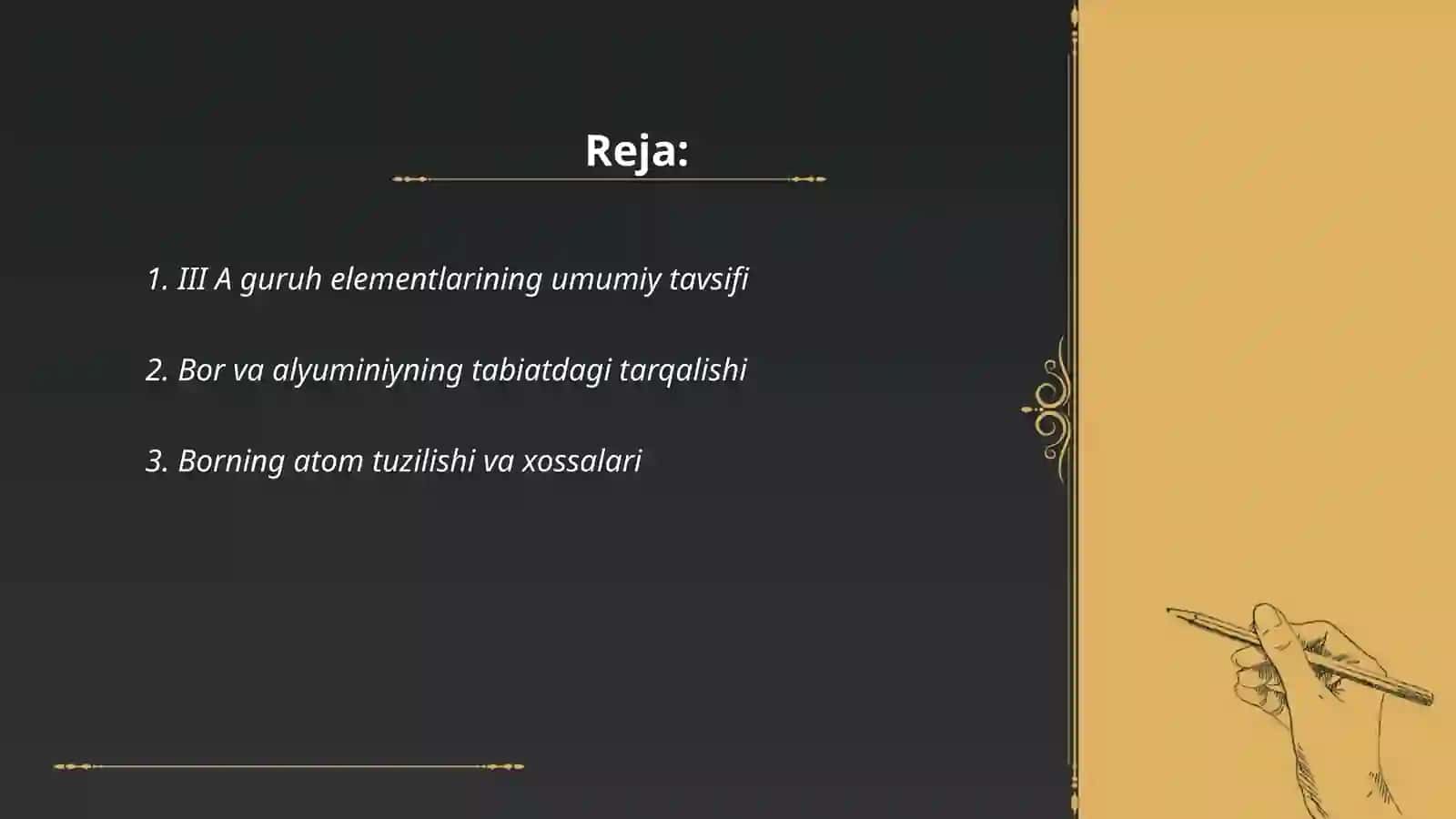 III A guruh elementlari B Al misolida 2