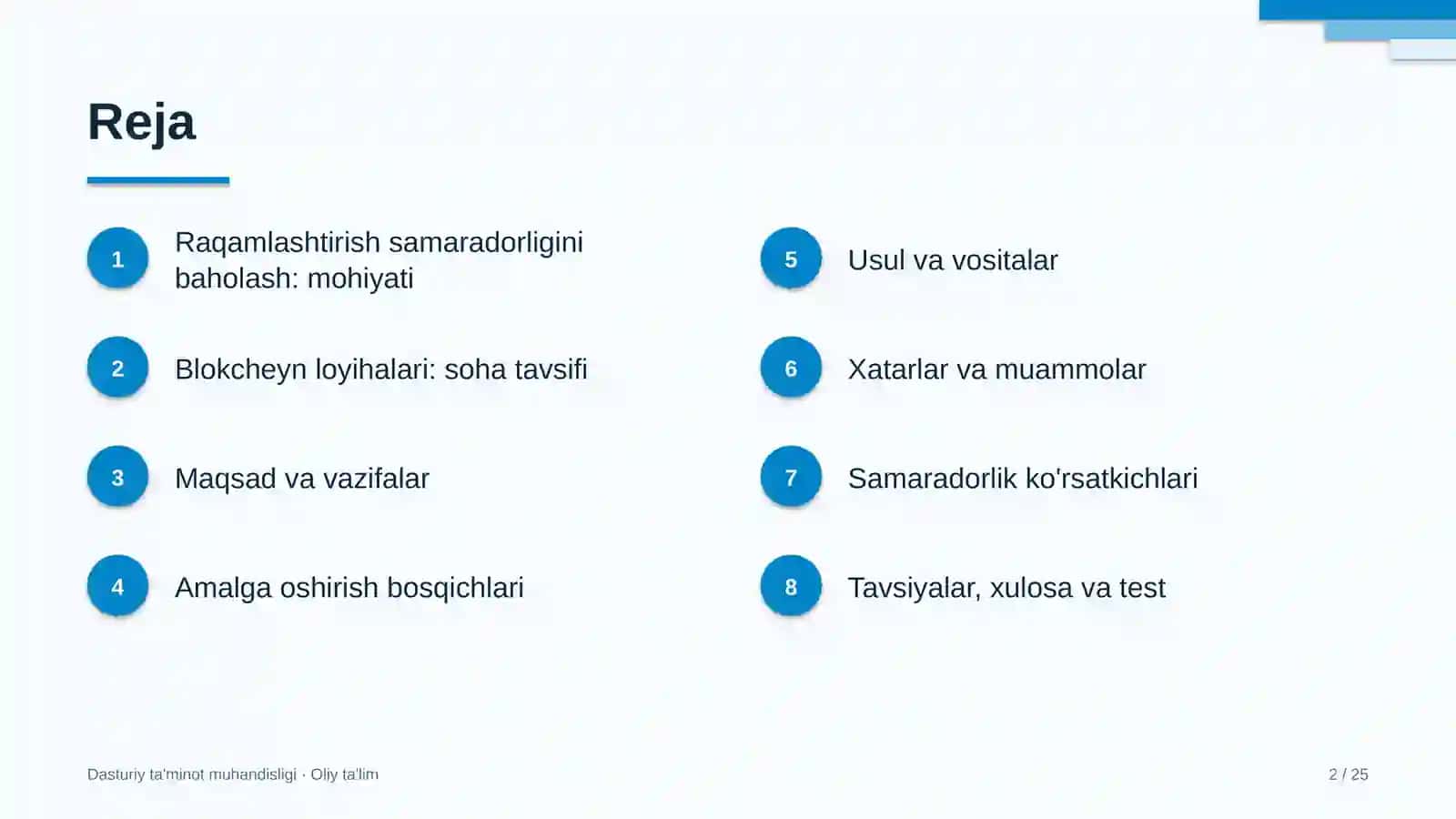 Blokcheyn loyihalarida raqamlashtirish samaradorligini baholash 2