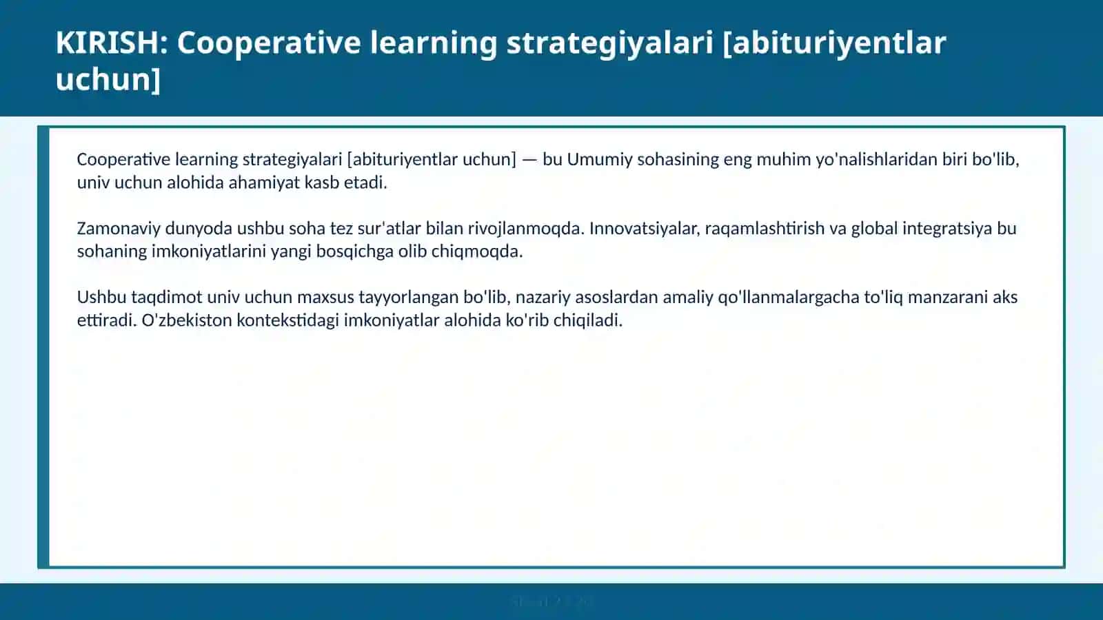 Cooperative Learning Strategiyalari [ABITURIYENTLAR UCHUN] 2