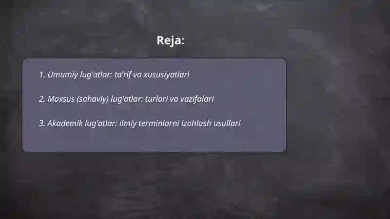 Umumiy va maxsus lugatlar 2