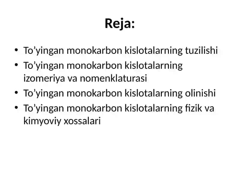 To’yingan monokarbon kislotalar 2