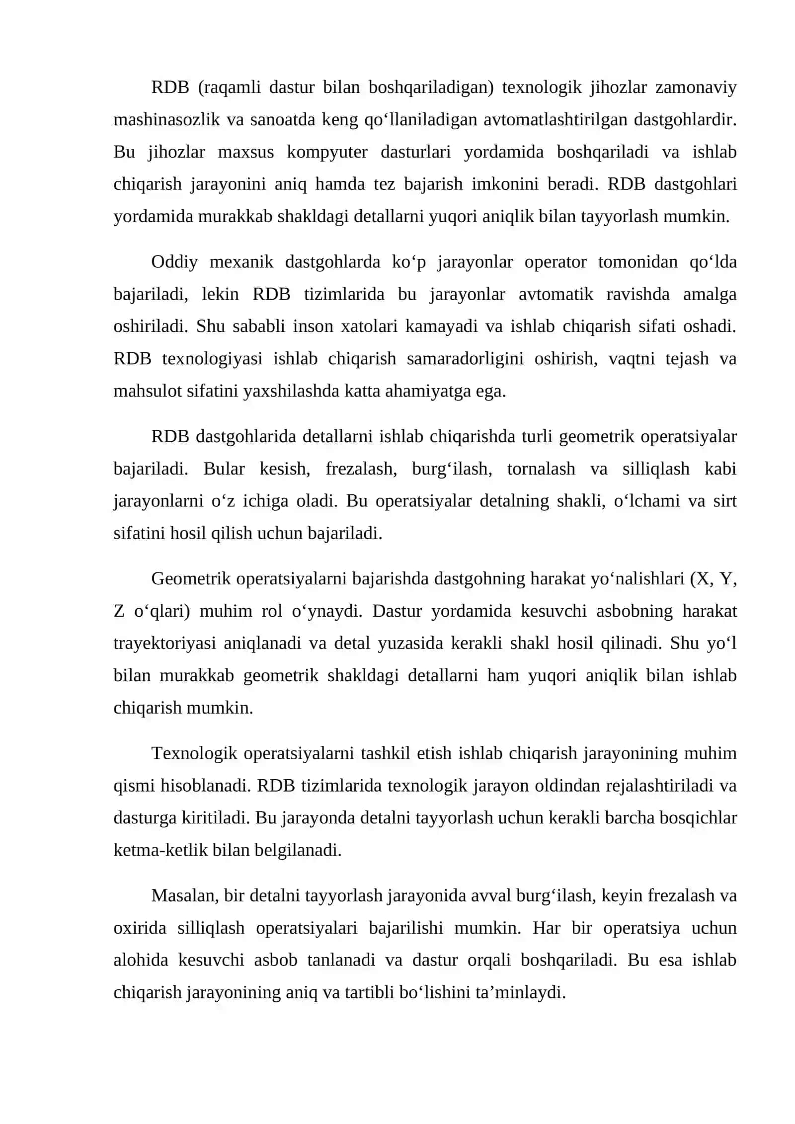 RDB jihozlarida geometrik operatsiyalarni bajarish usullari 2