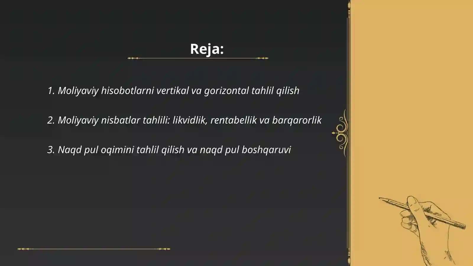 Moliyaviy va boshqaruv tahlili 2