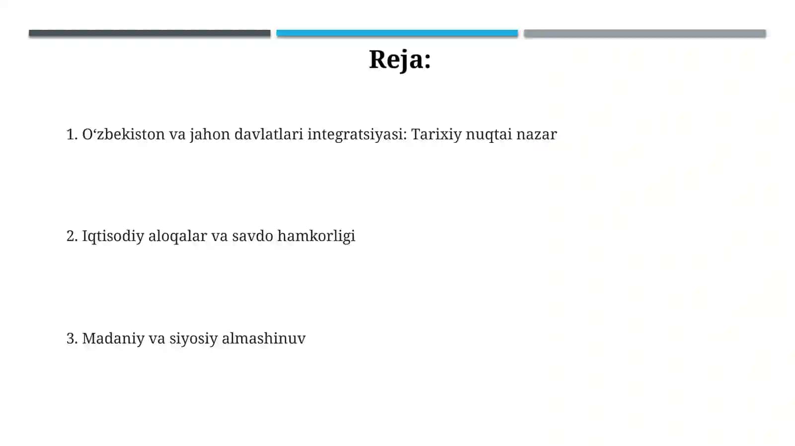 Oʻzbekiston va jahon davlatlari integratsiyasi 2