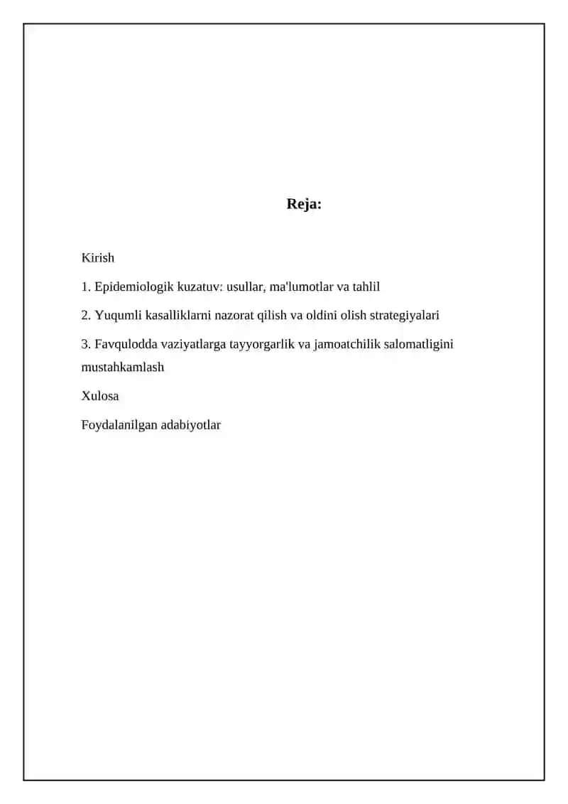 Yuqumli kasalliklar ustidan epidemiologik kuzatuv va nazorat 2
