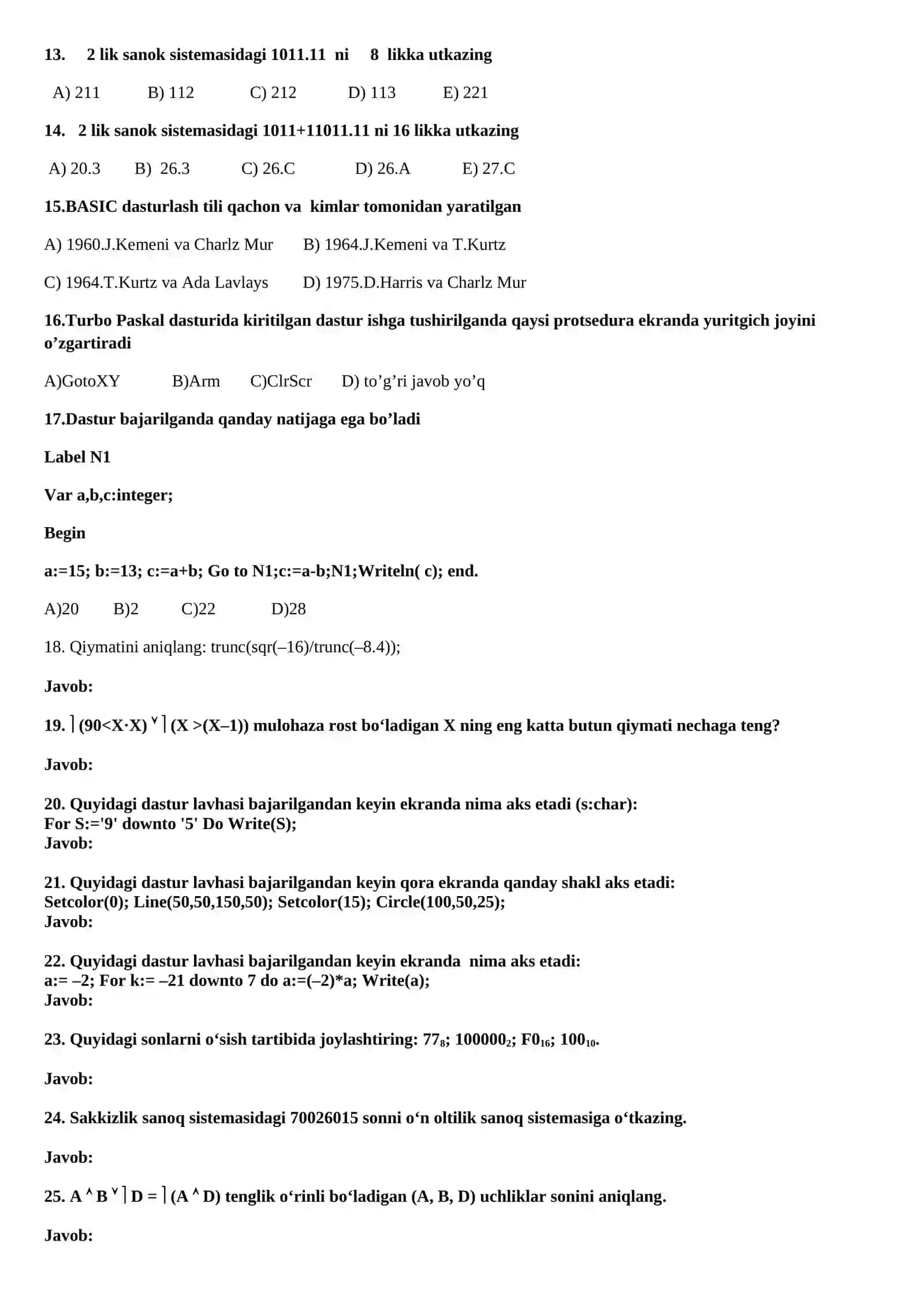 9-sinf Informatika 1-variant 2