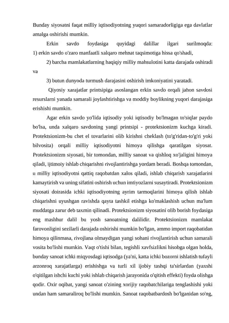 ERKIN SAVDO VA PROTEKSIONIZM SIYOSATI 2