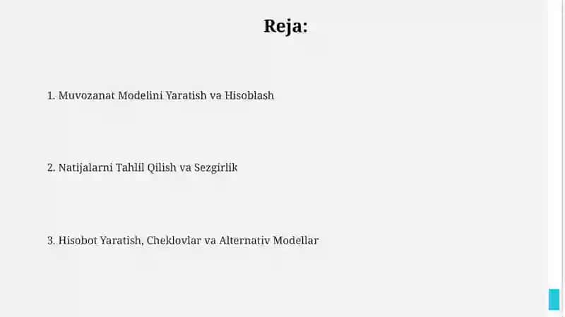 Muvozanat Modelini Excelda Yaratish 2