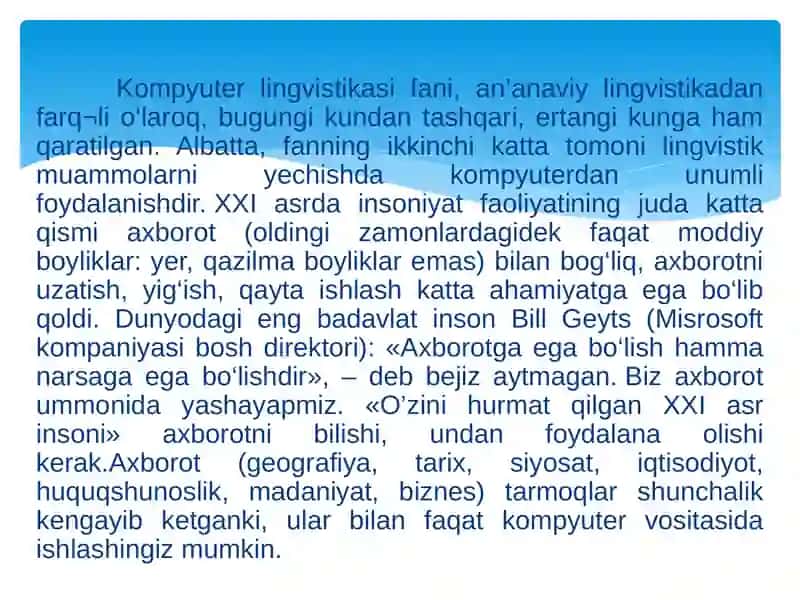 Kompyuter lingvistikasi 2