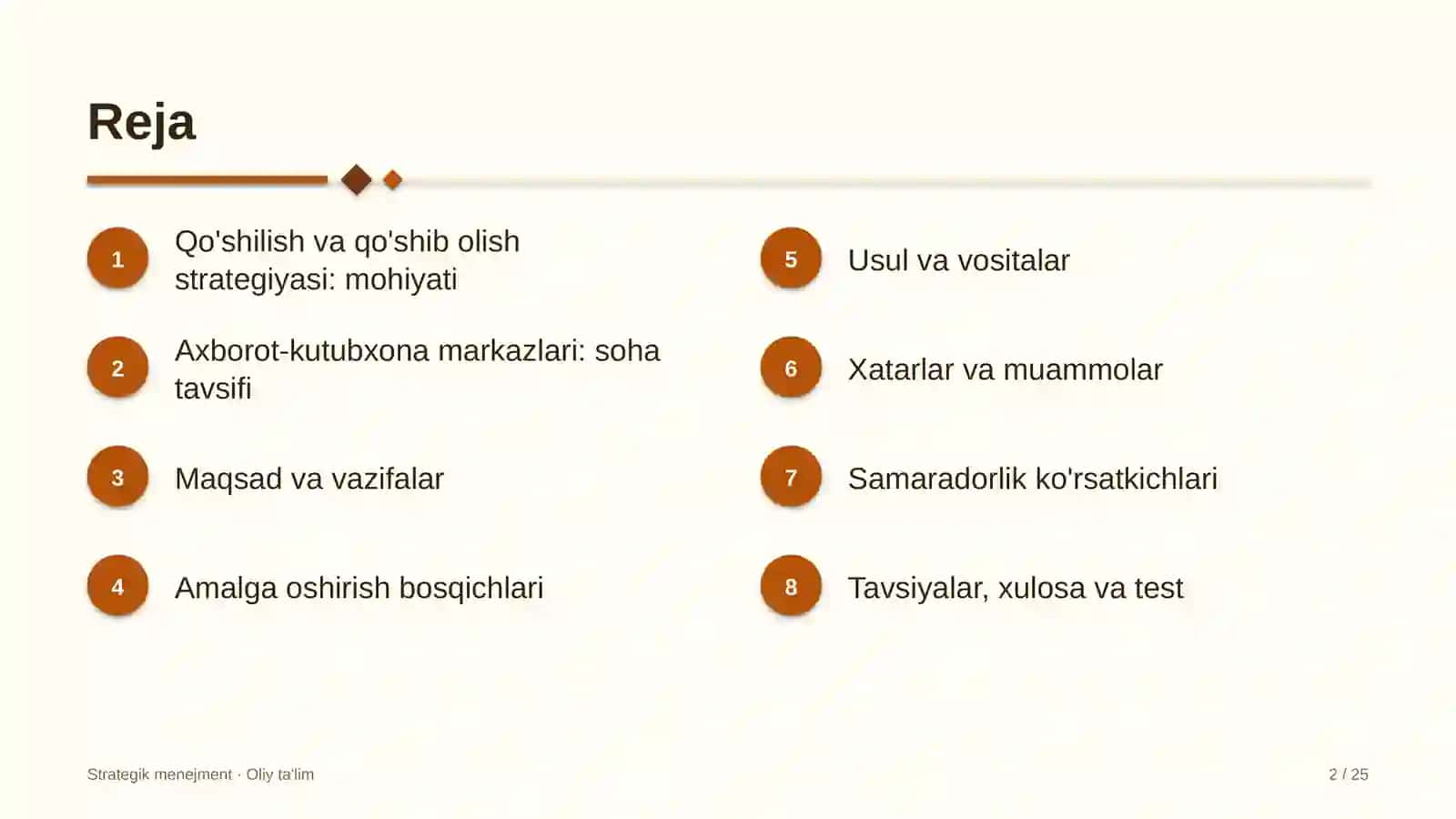 Strategik Menejment · Oliy Ta'limg 2