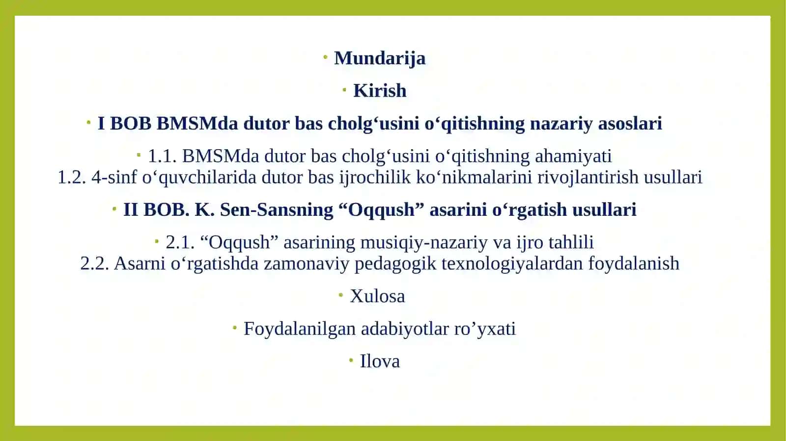 BMSM 4-sinf o‘quvchilariga K.Sen-Sansning “Oqqush” asarini o‘rgatishda zamonaviy pedagogik texnologiyalardan foydalanish 2