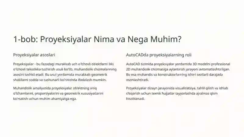 AutoCAD Tizimida Proyeksiyalar Bilan I 2
