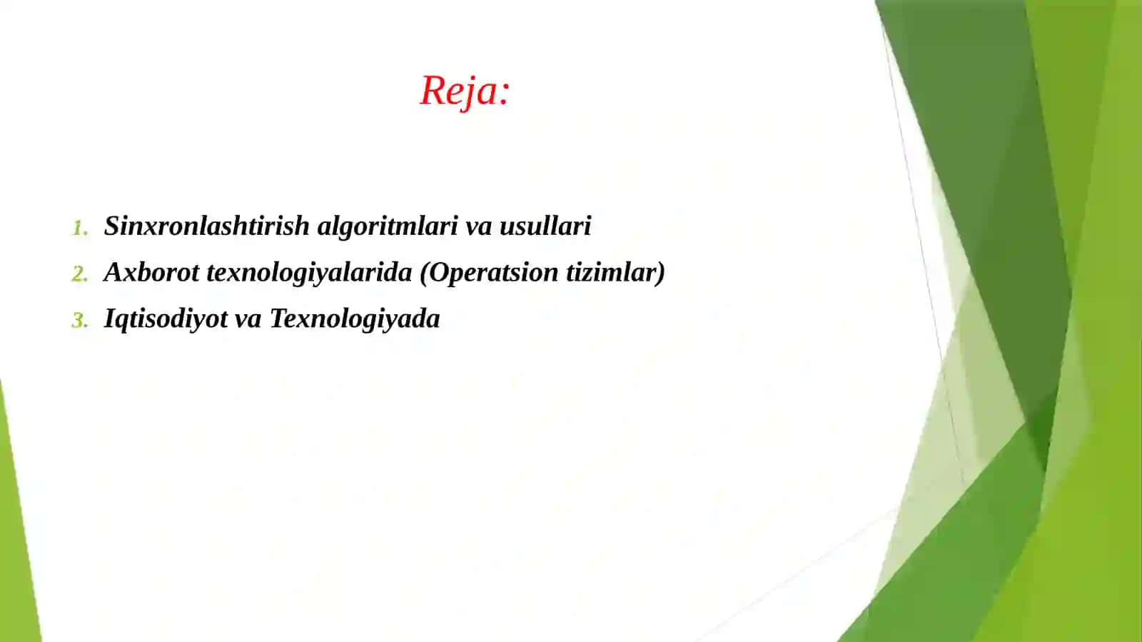 Jarayonlar o‘zaro bog‘lanishi algoritmlari (sinxronlashtirish). 2