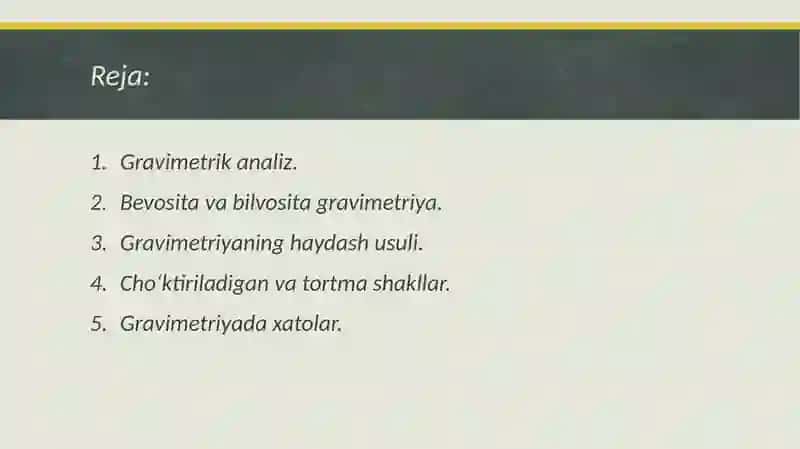 Gravimetrik analiz metodlari. 2