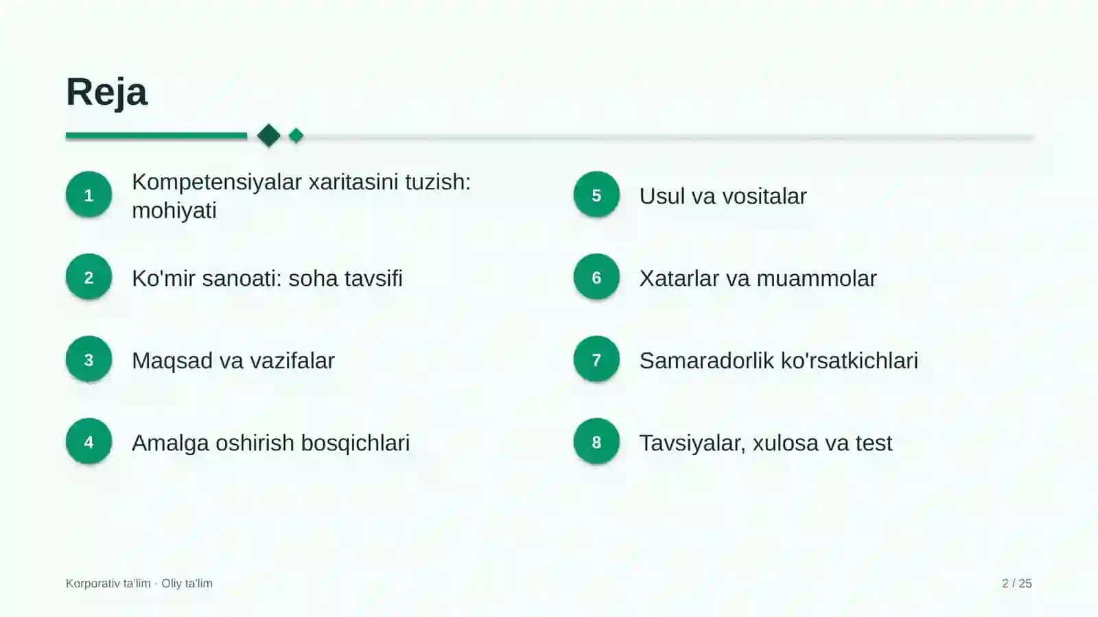 Ko'mir sanoatida kompetensiyalar xaritasini tuzish 2