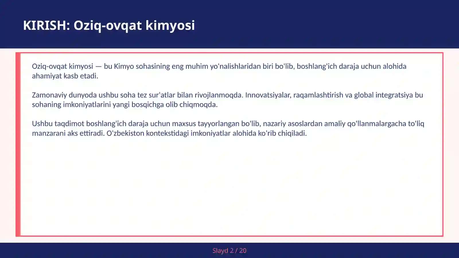 Oziq-ovqat kimyosi 2