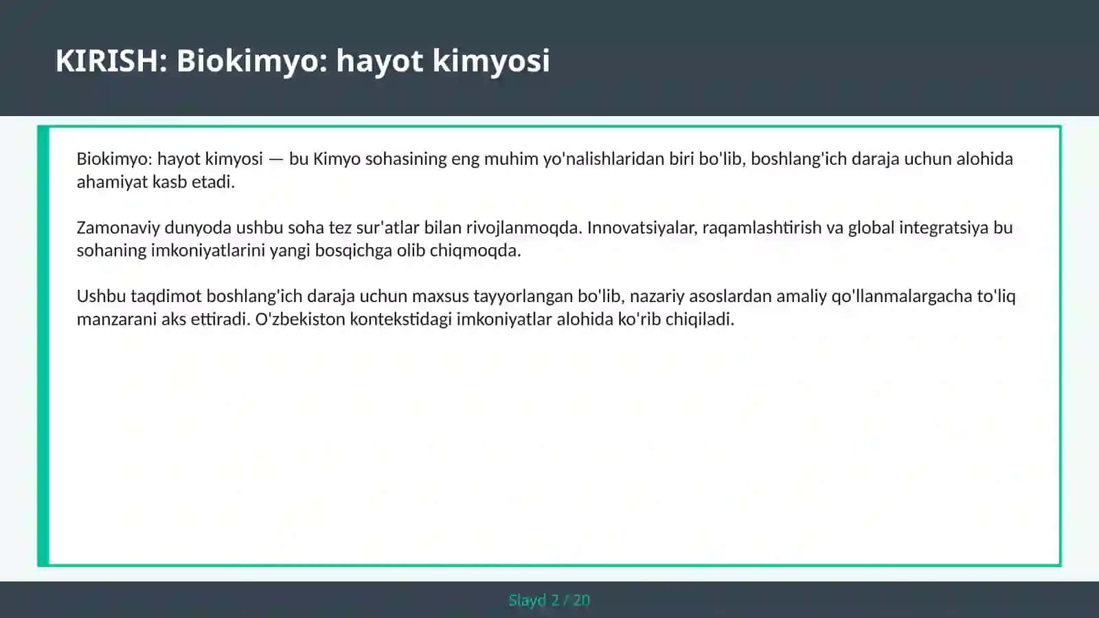 Biokimyo: Hayot Kimyosi 2