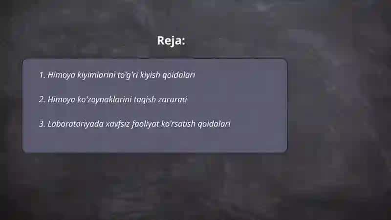 Organik kimyoda laboratoriya ishlashda texnika xavfsizlik qoidasi 2