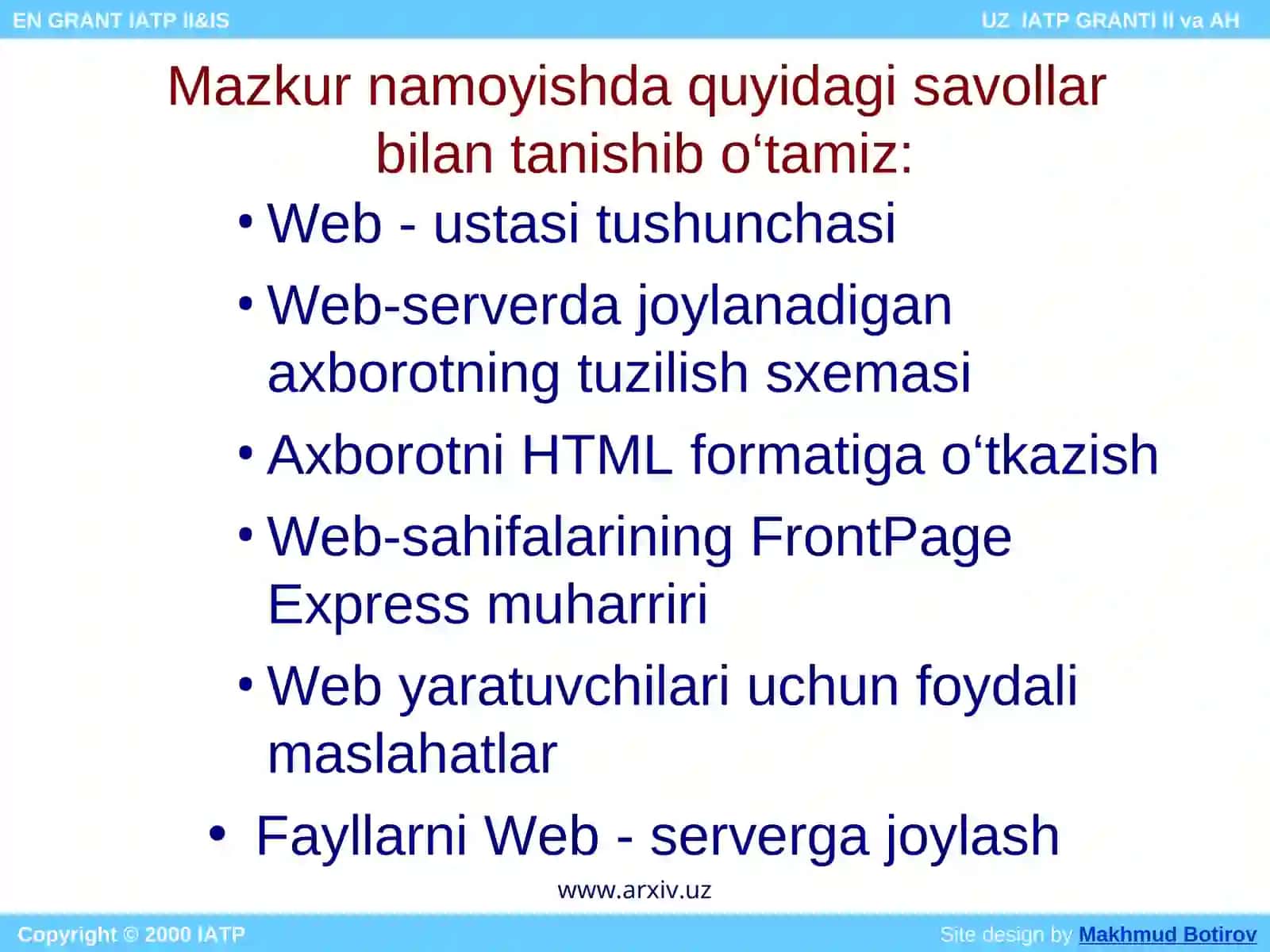WEB - SAHIFALAR YARATISH 2