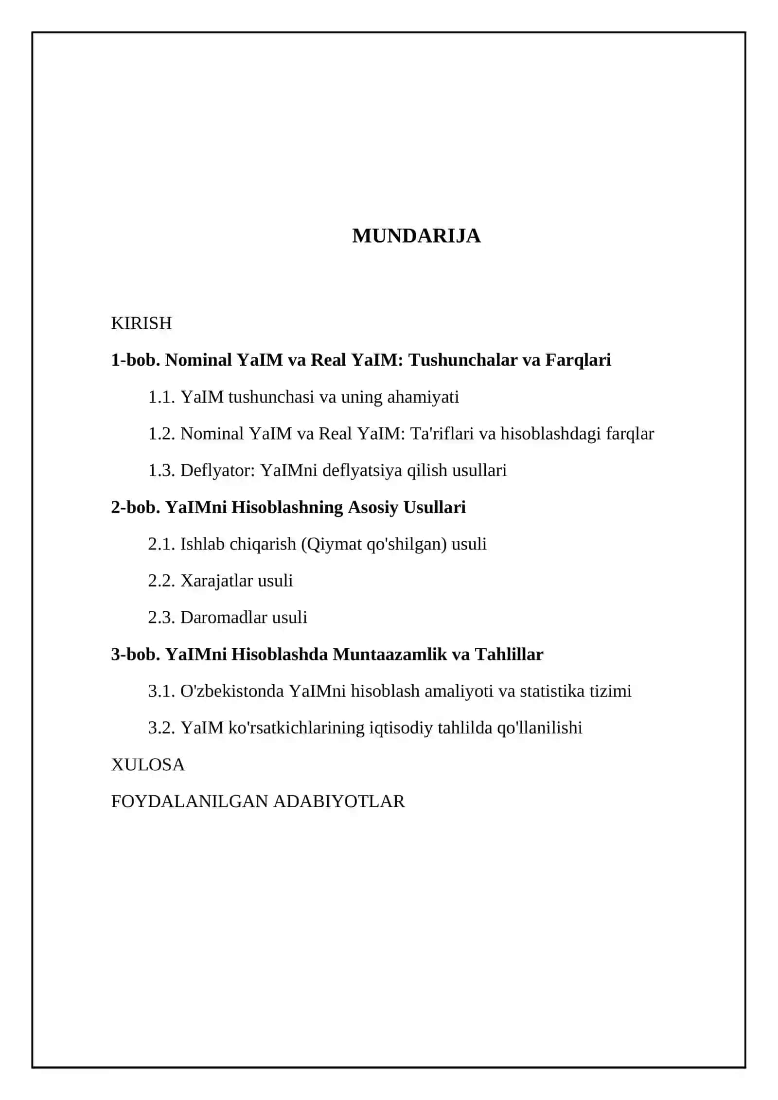 YaMM va YaIM, ularning hisoblash usullari 2