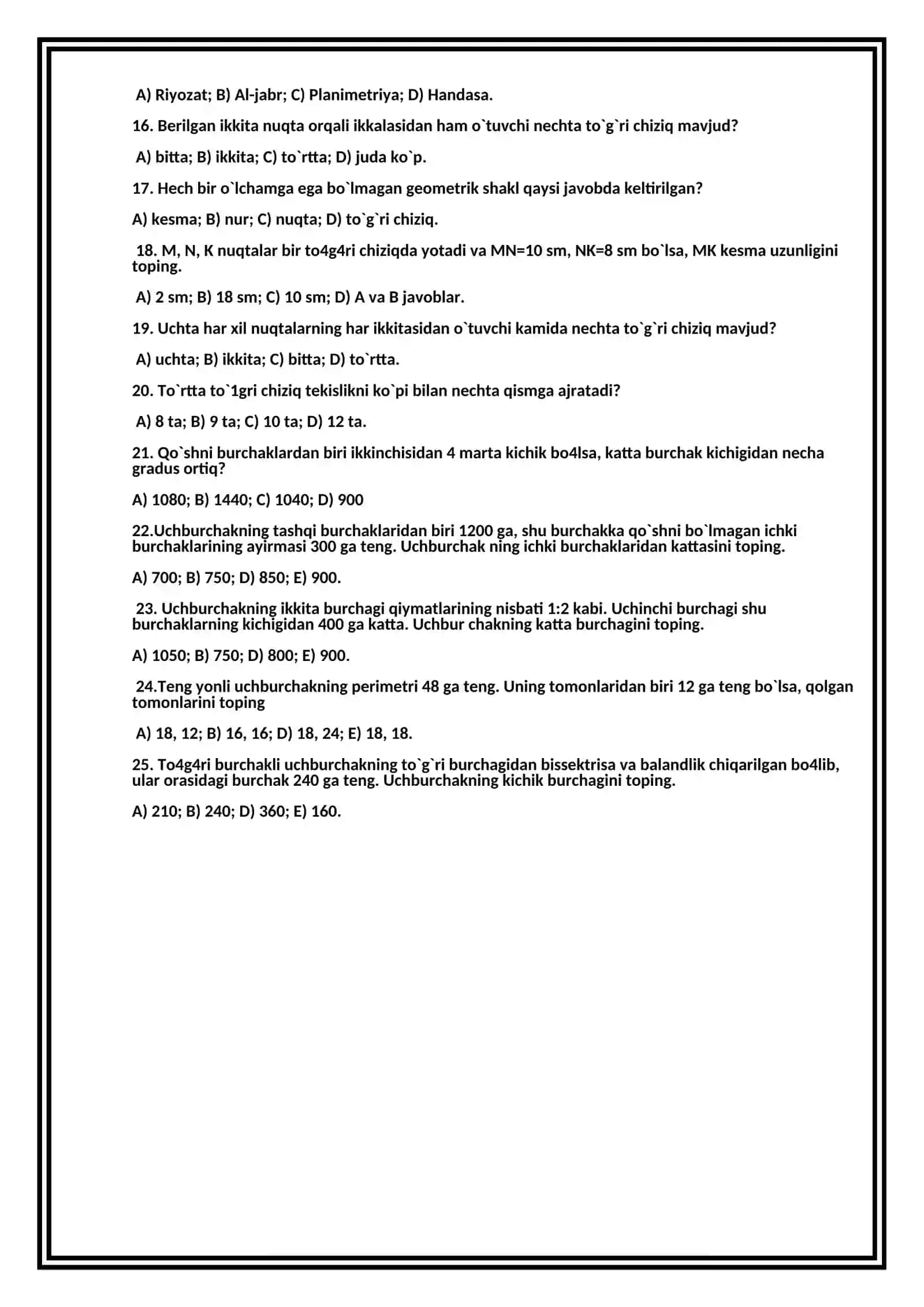 7-SINF GEOMETRIYA TEST 2