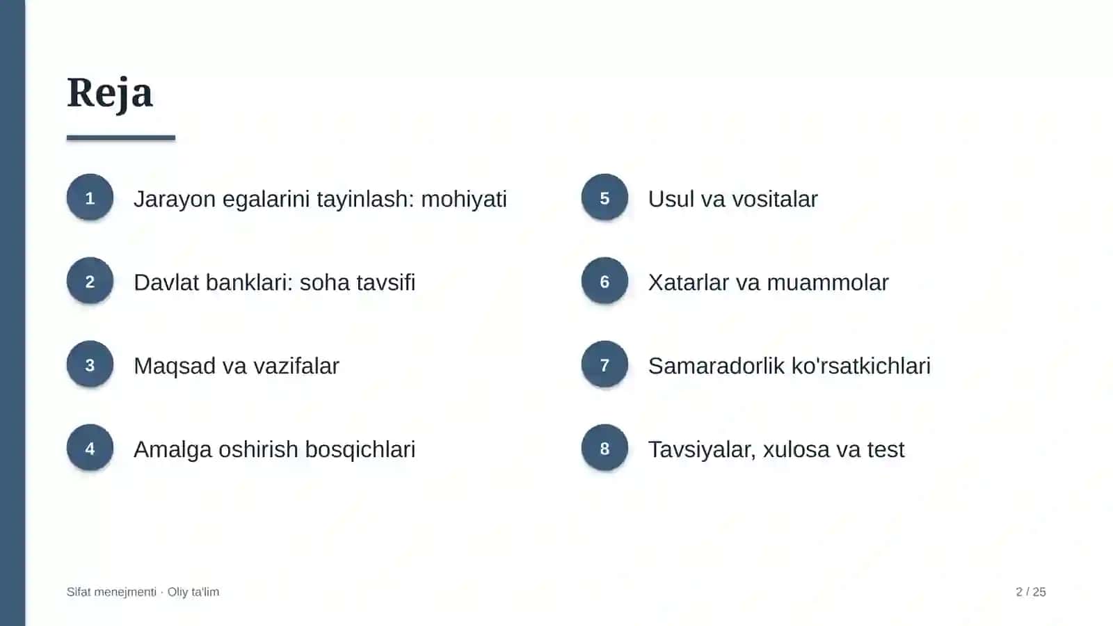 Sifat menejmenti · Oliy ta'lim 2