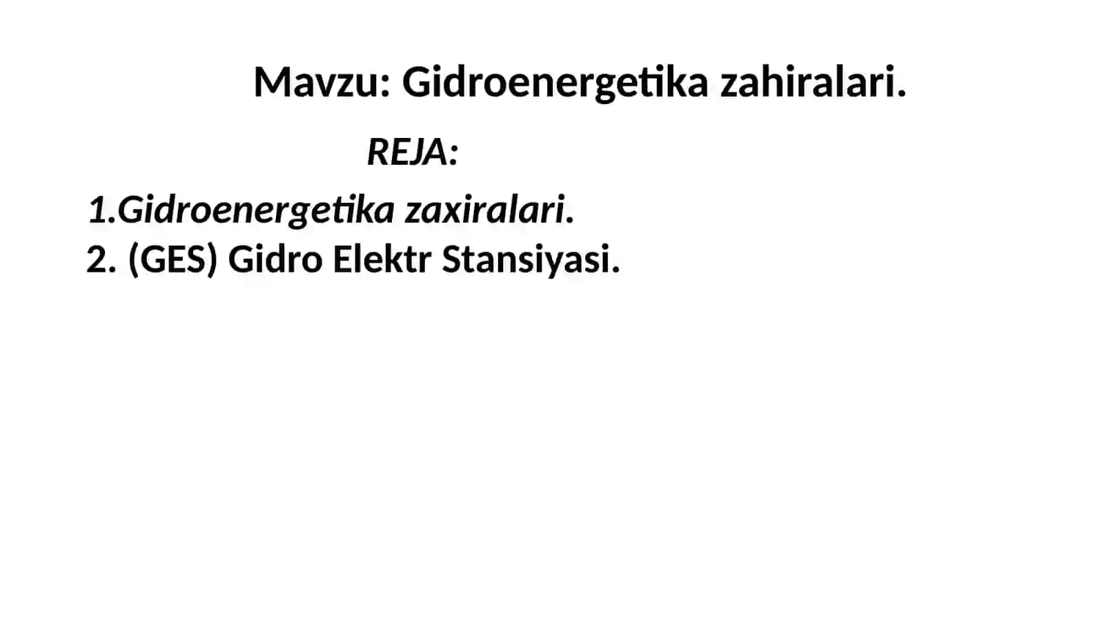 Gidroenergetika zahiralari 2
