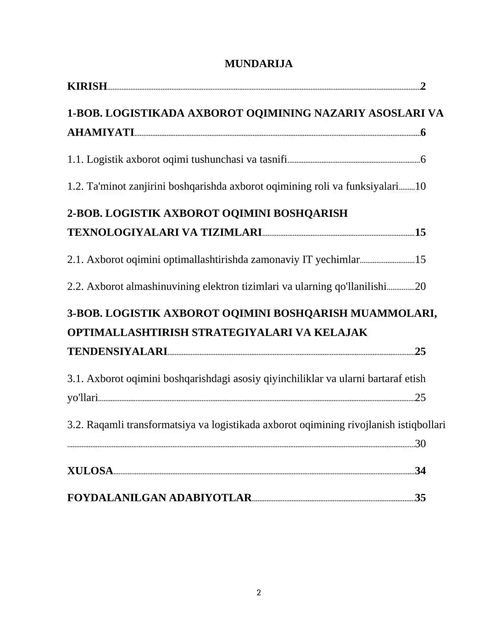 LOGISTIKADAGI AXBOROT OQIMI 2
